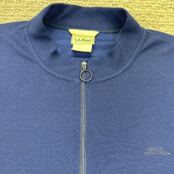 Vintage L.L. Bean Shirt Men Large Navy Blue 1/4 Zip Made in USA Embroidered Logo - Picture 3 of 11